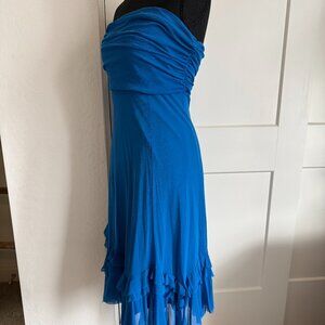 Women's Royal Blue Sleeveless Fluttery Dress by Elana Kattan, Size M